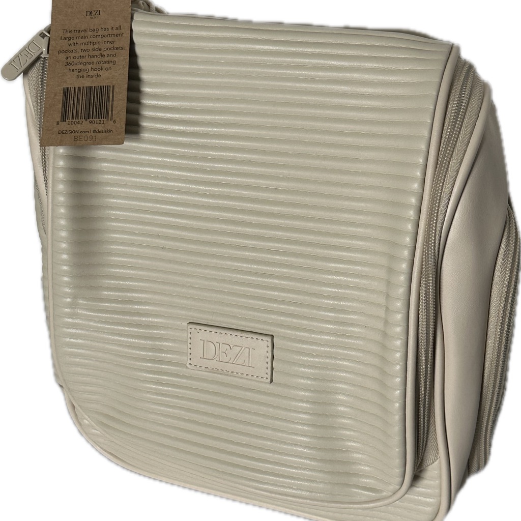 Dezi Cream Textured Toiletry Bag